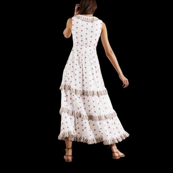 Boden white broderie ruffle embroidered maxi dress - Picture 2 of 11